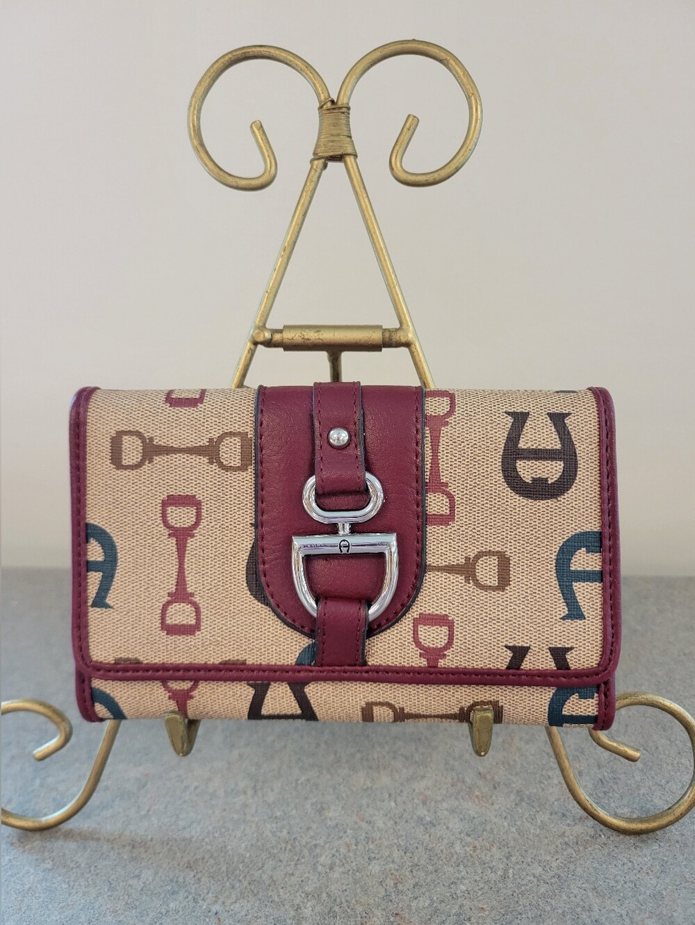 Small Etienne Aigner Monogram Signature Horse-Bit Wallet - Never Used